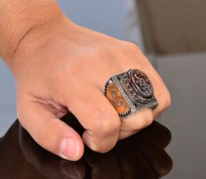 Doğal Akik Taş Yüzük - İslami Hediye, Erkek Yüzük, Ayar Gümüş - Görsel 7