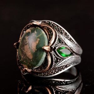 Gerçek Doğal Arizona Turkuaz Taş Yüzük, 925 Ayar Gümüş Yüzük Erkekler İçin, Sultan El Yapımı Yüzük, Stil-1 - Görsel 5