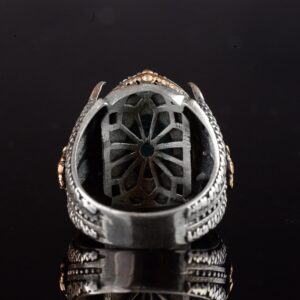 Erkekler için Turkuaz Taş Yüzük, 925 Ayar Gümüş El Yapımı Ejderha Ölçeği Tasarım - Görsel 6