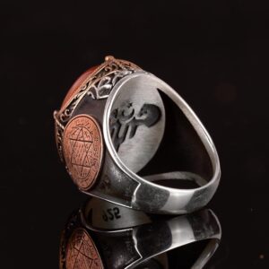 El Yapımı Sterlin Gümüş Yüzük ile Doğal Karnelyan Taşı ve Süleyman Yıldızı Sembolü - Görsel 7