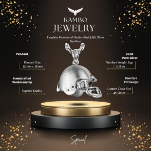 925 Ayar Gümüş Futbol Kaskı Kolye - El Yapımı Spor Takısı - Futbol Tutkunları için Hediye - Görsel 2