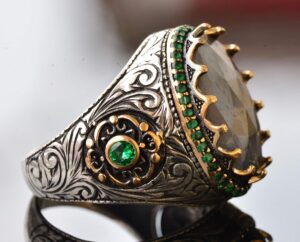 Gerçek Doğal Safir Taşlı Kral Yüzüğü - Erkek 925 Ayar Gümüş Yüzük - Görsel 4