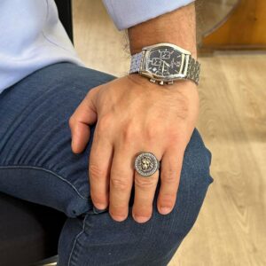 925 Ayar Gümüş Yüzük - Yunan Anahtarı Tasarımı Erkek Yüzüğü - El Yapımı Yüzük (Aslan) - Görsel 3