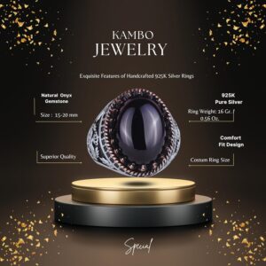 Gerçek Doğal Taş Yüzük - El Yapımı Kartal Yüzüğü - 925 Ayar Gümüş Yüzük (Oniks) - Görsel 2