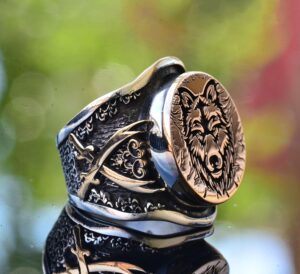 Kurt Başlı Yüzük, Gümüş Kurt Yüzüğü, 925 Ayar Gümüş Erkek Yüzüğü, Büyük Yüzük - Görsel 3