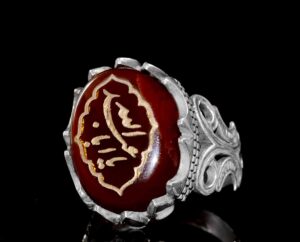 İslami Yüzük | Erkek Gümüş Yüzük | Doğal Akik Taşı ile Şık Dini Yüzük - Görsel 3