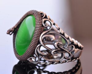 Zarif Yılan Süslemeli 925 Ayar Gümüş Erkek Taş Yüzük Koleksiyonu - Çeşitli ve Canlı (Jade Kedi Gözü Yapay Taş) - Görsel 4