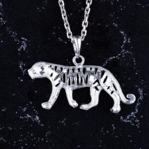 925 Ayar Gümüş Kaplan Kolye - El Yapımı Hayvan Sembolu Kolye Erkekler ve Kadınlar için - Görsel 5