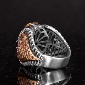 Gerçek Doğal Yıldız Yakut Taşlı Yüzük, 925 Ayar Gümüş Erkek Yüzük - Görsel 6