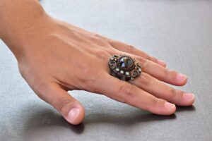 Gerçek Doğal Granat Taşı Antika Yüzük - 925 Ayar Gümüş Unisex Kral Yüzük - Görsel 5