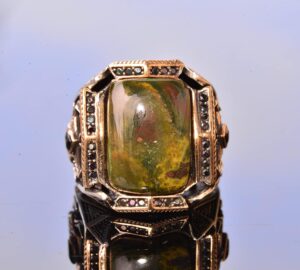 Gerçek Kan Taşı Taş Yüzük, Sterlin Gümüş Yüzük, Özel Tasarım Yüzük - Görsel 5