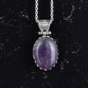 Gerçek Doğal Taş Kolye - 925 Ayar Gümüş Kolye (Ametist) - Görsel 5