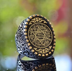 Davud Yıldız Yüzüğü, Süleyman Erkek Yüzüğü, Kabbalah Yüzüğü, Büyük Yüzük, 925 Ayar Sert Gümüş Yüzük Erkekler İçin - Görsel 3