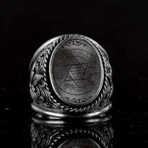 Kral Süleyman Mühürü Gümüş Yüzük, 925 Ayar Gümüş Yüzük Erkekler İçin, Davut Yıldızı Gümüş Yüzük - Görsel 3