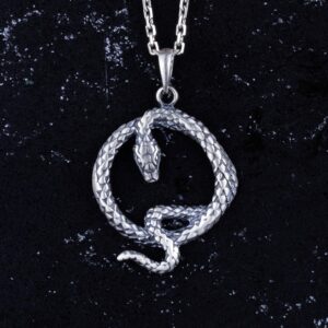 925 Ayar Gümüş Ouroboros Yılan Kolye - Sonsuzluk ve Yenilenme Sembolü - El Yapımı Takı - Mitoloji Severler İçin Hediye - Görsel 3