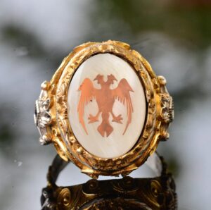 Erkek Gümüş Yüzük - İnci Taşı - Yüzük (Çift Başlı Kartal) - Görsel 5