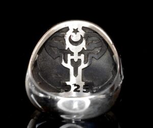 Erkekler için Sterlin Gümüş Yüzük - Davud Yıldızı Tılsımı ile Yazılı İnşcriptionlar - Görsel 8