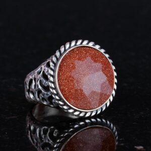 925 Ayar Gümüş Yüzük, Erkek Yüzüğü, Yapay Altın Yıldız Taşlı Gümüş Yüzük - Görsel 4