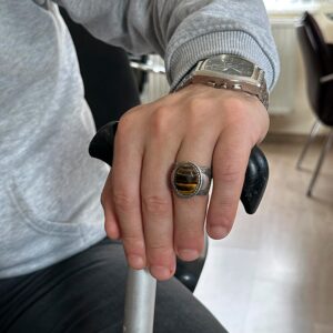 Doğal Taş Yüzük, 925 Ayar Gümüş Yüzük, (Kaplan Gözü) - Görsel 3