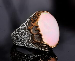 Avustralya Opali Gerçek Doğal Taş Yüzük - 10.00 Karat - Erkek Yüzüğü - 925 Ayar Gümüş Yüzük - Görsel 4