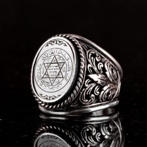 Kral Süleyman Mühürü Gümüş Yüzük, 925 Ayar Gümüş Yüzük Erkekler İçin, Davut Yıldızı Gümüş Yüzük - Görsel 5