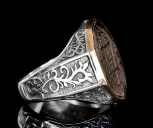 Erkekler için Gümüş Yüzük - David Yıldızı Tılsımı ile Yazılı Yüzük - Görsel 6