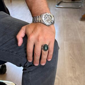 Gerçek Doğal Taş Yüzük - El Yapımı Kartal Yüzüğü - 925 Ayar Gümüş Moss Agate Yüzük - Görsel 3