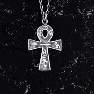 925 Ayar Gümüş Ankh Haçı Kolye, Antik Mısır Hiyeroglifleri ile, Sonsuz Hayat Sembolü Aksesuarı - Görsel 3