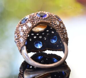 Gerçek Doğal Altın Rutile Kuvars Taşı Gümüş Yüzük - Görsel 6