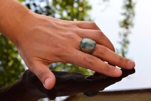 Gerçek Doğal Zümrüt Taş Yüzük, 925 Ayar Sert Gümüş Yüzük, Erkekler İçin El Yapımı Yüzük - Görsel 6