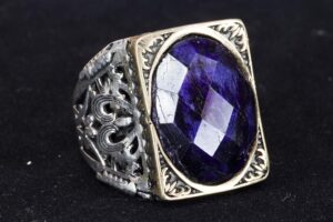 Yapay Lacivert Safir Taş Yüzük, 925 Ayar Gümüş Yüzük - Görsel 2