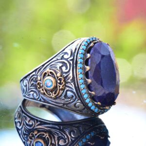 Gerçek Doğal Mavi Safir Taşlı Yüzük, 925 Ayar Gümüş Yüzük, 12.20 Karat, Özel Yüzük - Görsel 4