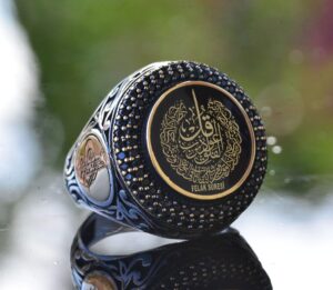 İslami Felak Surah Yüzüğü, Gümüş Yüzük, 925 Ayar Gümüş Erkek Yüzüğü, Büyük Yüzük - Görsel 3