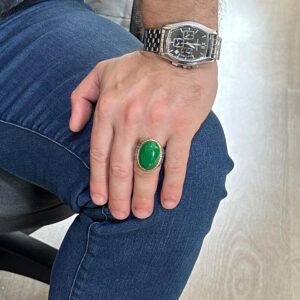 Gerçek Doğal Yeşim Taşı Yüzük, Şifa Veren 925 Ayar Katı Gümüş Erkek Yüzük, Sultan Yüzük, Huzur ve İçgörü Tasarımı - Görsel 3