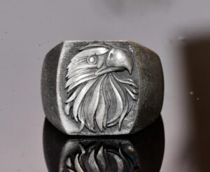 El Yapımı Kartal Başı Yüzük, Gümüş Erkek Yüzüğü - Özgürlüğün ve Gücün Sembolü - Görsel 3