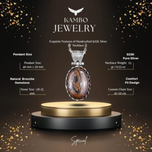 Gerçek Doğal Taş Kolye - 925 Ayar Gümüş Kolye (Bronzit) - Görsel 2