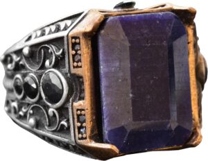 Gerçek Doğal Safir Taş Yüzük, El Yapımı Doğal Taş Takı, 925 Ayar Gümüş Yüzük erkekler için - Görsel 1