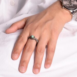 Gerçek Doğal Arizona Turkuaz Taş Yüzük, 925 Ayar Gümüş Yüzük Kadınlar İçin - Görsel 3