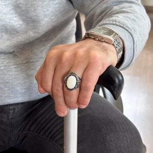 925K Katı Gümüş Erkek Yüzük, Doğal Sedef Taşla - El Yapımı Şıklık - Görsel 3