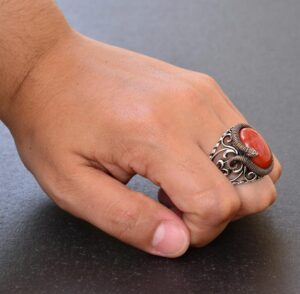 Doğal Kan Taşı Taşlı Yılan Yüzük, El Yapımı Yüzük, Ayar Gümüş Erkek Yüzüğü, Hediye için, Gümüş Aksesuar, Kahverengi - Görsel 7