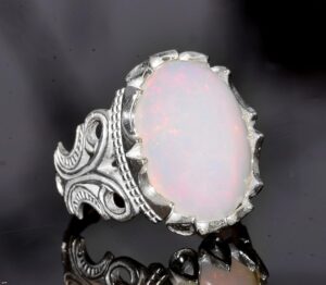 Gerçek Avustralya Opali Gerçek Taş Yüzük - 10.00 Karat Özel Erkek Yüzüğü - 925 Ayar Gümüş Yüzük - Görsel 3