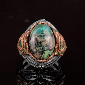 Gerçek Doğal Arizona Turkuaz Taş Yüzük - 925 Ayar Gümüş Erkek Yüzük - Görsel 4