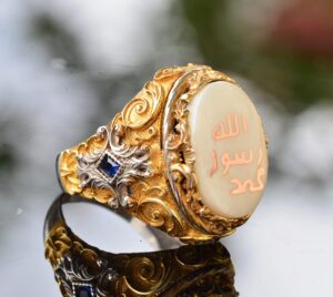 İslami Erkek Gümüş Yüzük - İnci Taşı - Yüzük (Hat Sanatı) - Görsel 4