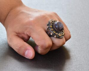 Doğal Yıldız Yakutu Taşlı, Antika Yüzük, 925 Ayar Gümüş Erkek Yüzük, Gümüş Erkek Aksesuar, Mor - Görsel 8