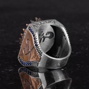 Gerçek Doğal Amazonit Taş Yüzük - 925 Ayar Gümüş İslami Yüzük - El Yapımı Hat Yüzük - Görsel 7