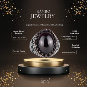 Gerçek Doğal Taş Yüzük - El Yapımı Kartal Yüzüğü - 925 Ayar Gümüş Yüzük (Granat) - Görsel 2