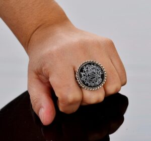 Davud of Star, Süleyman Tılsımı 925 Ayar Gümüş Erkek Yüzük - Spiritüel Koruma - Görsel 7