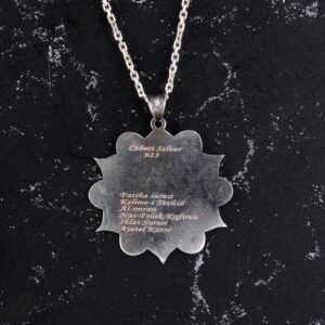 925 Ayar Gümüş İslami Hat Yazısı Kolye - Erkek İslami Kolye - Görsel 4