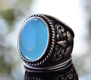 Erkekler için Şık Doğal Kalsedon Taş Koleksiyonu: 925 Ayar Gümüş Yüzükler - Görsel 3