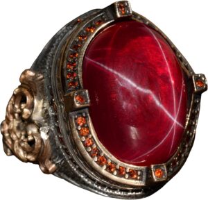 Gerçek Doğal Star Ruby Taşlı Yüzük, Sultan Yüzüğü, El Yapımı Kral Yüzüğü, 925 Ayar Gümüş Yüzük Erkekler İçin - Görsel 1